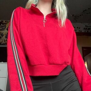 Terranova Cropped Fitted Collared Red Sweater